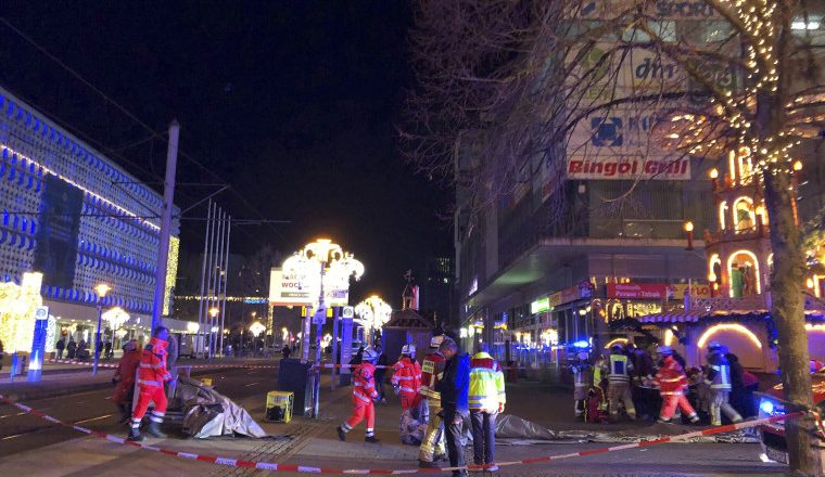 Dozens feared injured after vehicle plows into crowd at Christmas market in Germany