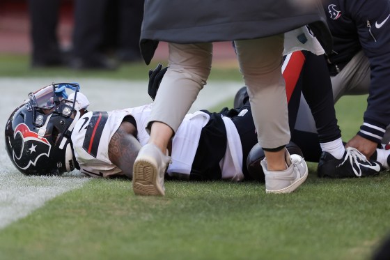 Houston Texans wide receiver Tank Dell goes down with apparent knee injury