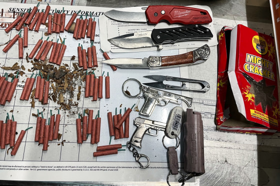 TSA finds ‘surprising number of prohibited items’ in woman’s bag, including 82 fireworks, 3 knives