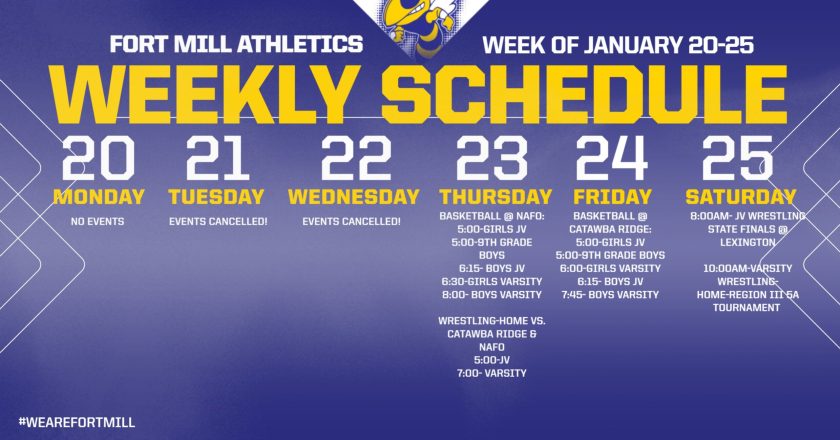 Yellow Jackets athletics schedule for the week of 1/20/2025